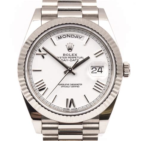 rolex white gold weight|rolex presidential 40mm white gold.